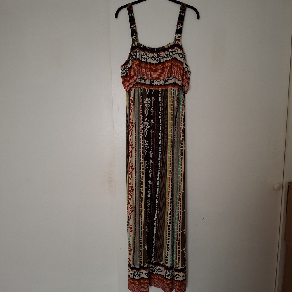 JohnPaulRichard Women's Bohemian Multicolor Aztec Print Maxi Dress